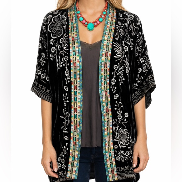 Johnny Was Jackets & Blazers - Johnny Was Okinawa Black Velvet Embroidered Kimono/Jacket NWT (short version)